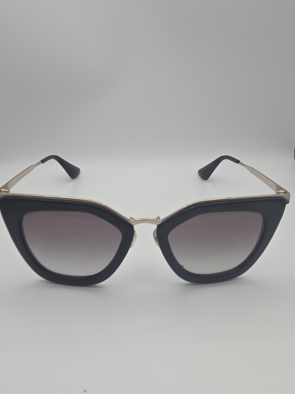 PRADA "Cinema" SPR-53S 1AB-0A7 Black Gold Cat Eye Sunglasses